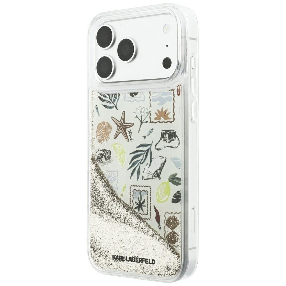 Karl Lagerfeld Liquid Glitter Beach & Sand Case Aizsargapvalks priekš iPhone 18 Pro Max / iPhone 17 Pro Max / bēšs (KLHCP18X6LCSPCE)