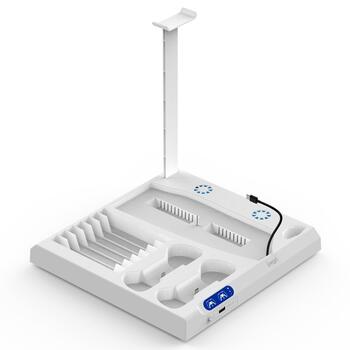 iPega P5S028 Uzlādes Statīvs + Dzesēšana priekš PS5 / PS5 Slim / PS5 Pro Spēļu Kontrolieriem (P5S028)