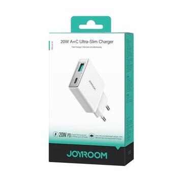 Joyroom Travel Charger Slim C+U Tīkla lādētājs PD 20W QC 3.0 / balts (JR-TCF14-WHT)
