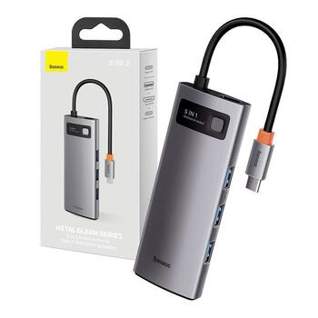 Baseus Metal Gleam Series Hub 5 в 1 / USB-C - 3 порта USB 3.0 / HDMI / USB-C PD (CAHUB-CX0G)