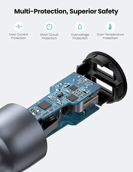 Ugreen CD213 2x USB-A Auto Lādētājs 36W (CD213)