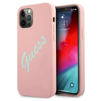 Guess GUHCP12MLSVSPG Silicone Vintage Aizsargapvalks priekš iPhone 12/12 Pro 6,1
