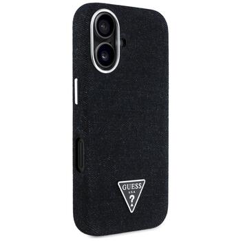 Case Guess Denim Triangle Logo MagSafe Aizsargapvalks priekš iPhone 16 / melns (GUHMP16SRJFWTLK)