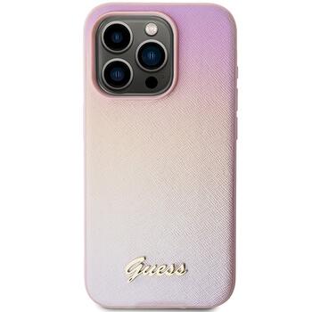 Guess GUHCP15LPSAIRSP Saffiano Iridescent Script Aizsargapvalks priekš iPhone 15 Pro 6.1