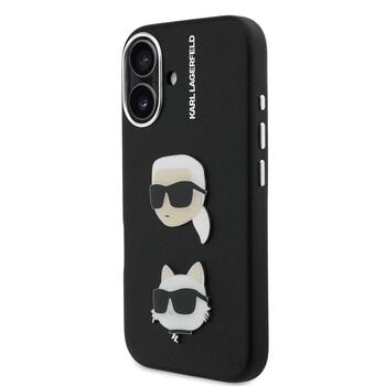 Karl Lagerfeld Grained PU K&CH Heads Case Чехол для Apple iPhone 16 (KLHCP16SPSFDHPK)