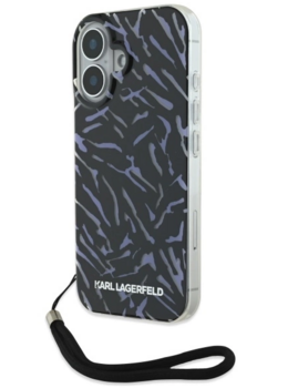 Karl Lagerfeld Zebra With Cord Защитный Чехол для Apple iPhone 16 Plus (KLHCP16MHZBPKCCU)