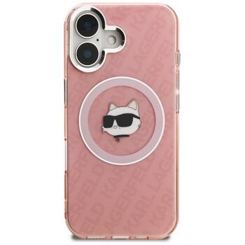 Karl Lagerfeld IML Choupette Head Logo MagSafe Защитный чехол для iPhone 16 / розовый (KLHMP16SHMKBCHP)