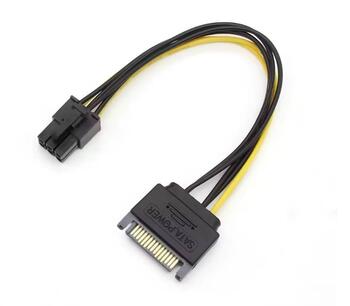 RoGer SAPCIE6P 15pin SATA Power to 6pin PCIe Adapter Cable for GPU / 20cm (RO-SAPCIE6P)