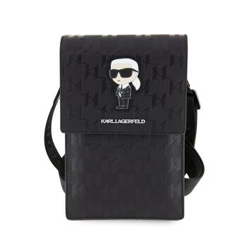 Karl Lagerfeld Saffiano Monogram Ikonik NFT Кошелек-сумка для телефона / чёрный (KLWBSAKHPKK)