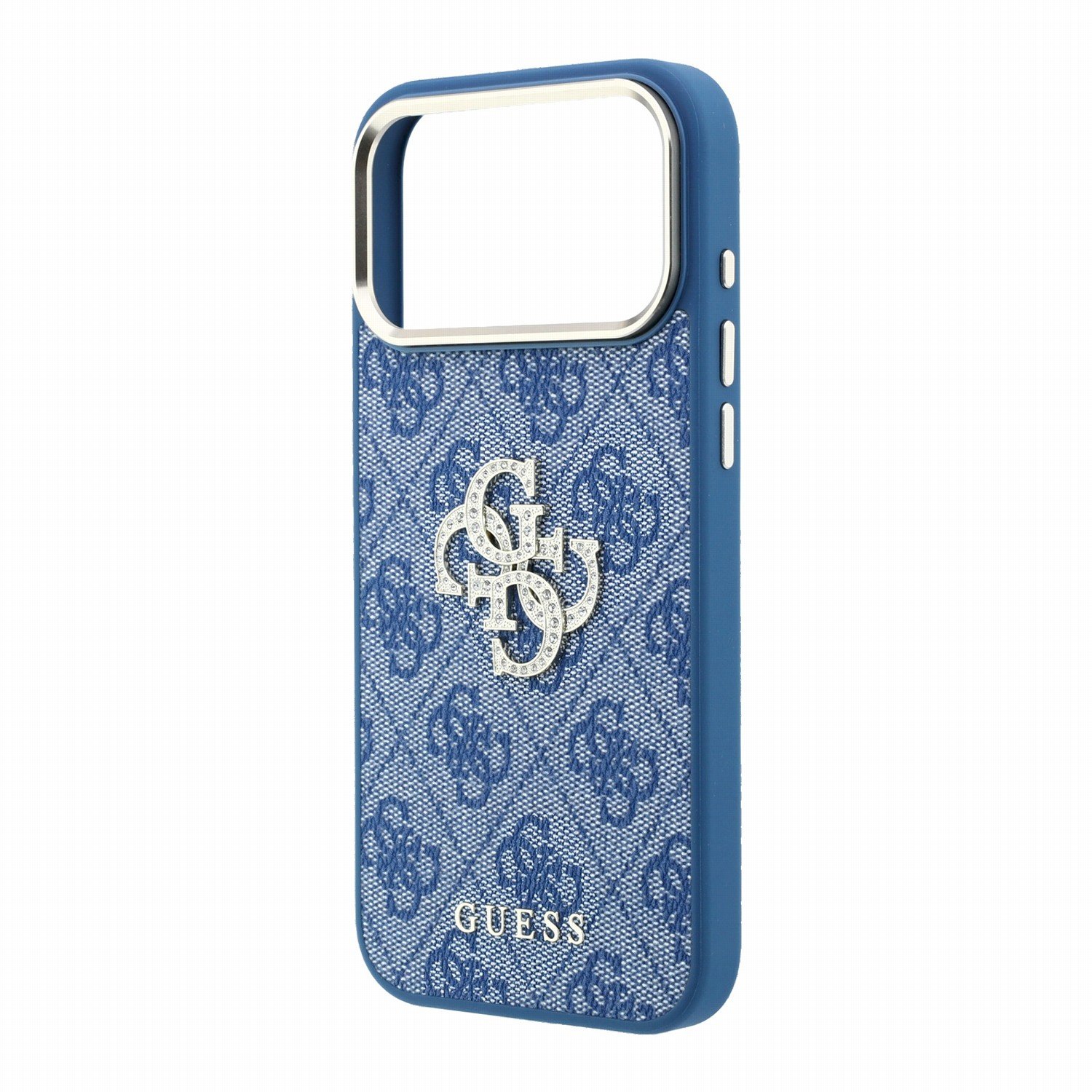 Guess PU 4G Strass Metal Logo Case Aizsargapvalks priekš iPhone 18 Pro / zils (GUHCP18L6P4DSMLB)