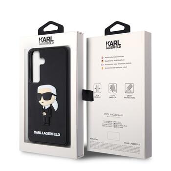 Karl Lagerfeld 3D Rubber Ikonik Case Aizsargapvalks priekš Samsung Galaxy S24 / melns (KLHCS24S3DRKINK)