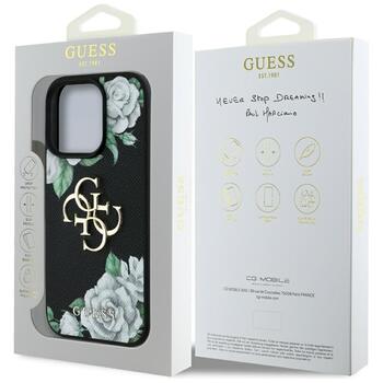 Guess Grained Roses Big 4G logo Aizsargapvalks priekš iPhone 16 Pro Max / melns (GUHCP16XPGROP4MK)