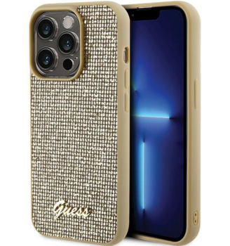 Guess PU Disco Script Metal Case Защитный Чехол для Apple iPhone 15 Pro (GUHCP15LPMSDGSD)
