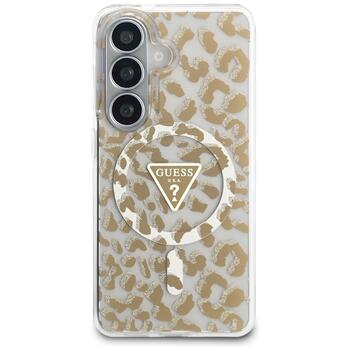 Case Guess IML Leopard Print Triangle MagSafe Aizsargapvalks priekš Samsung Galaxy S26 / brūns (GUHMS26SHLEGTGLW)
