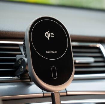Swissten Magnetic Auto Turētājs MagRide ar Bezvadu Uzlādi Qi2 15W (MagSafe compatible) (65010612)