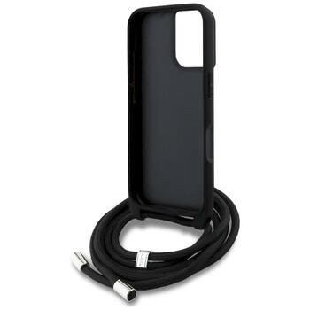 Karl Lagerfeld Crossbody Grained Pattern & Logo MagSafe Защитный чехол для iPhone 16 / чёрный (KLHCP16SPGGRMPCK)
