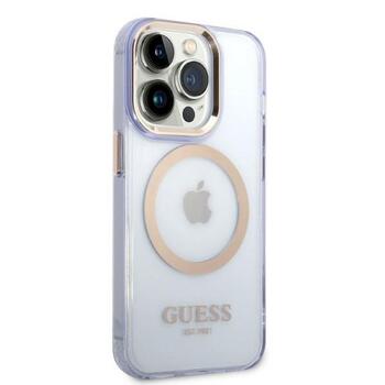 Guess GUHMP14XHTCMU Hardcase Gold Outline Translucent MagSafe Aizsargapvalks priekš iPhone 14 Pro Max 6,7