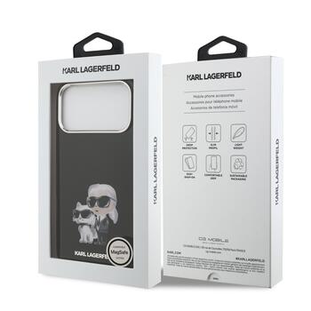 Karl Lagerfeld IML Aquarelle Karl and Choupette Case Защитный чехол для iPhone 17 Pro / чёрный (KLHMP17LHMKCAQOK)