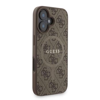 Guess PU Leather 4G Colored Ring Strap MagSafe Case Защитный чехол для iPhone 16 / коричневый (GUHMP16SP4GREGSW)