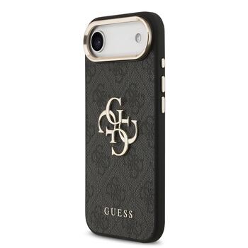 Guess PU Leather 4G Metal Logo Gold Frame Case Защитный чехол для iPhone Air / чёрный (GUHCP17M4GMGCGR)