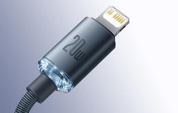 Baseus Crystal Shine Кабель USB-C to Lightning 20W PD 2m / чёрный (CAJY000301)