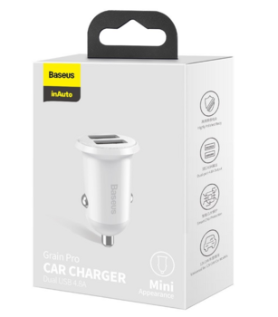 Baseus Grain Pro Auto Lādētājs  USB-A  4.8A (CCALLP-02)