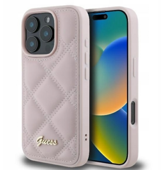 Guess Quiled Metal Logo Aizsargapvalks Priekš Apple iPhone 16 (GUHCP16SPSQSQSP)