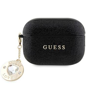 Guess GUAP2PGEHCDK Защитный чехол для AirPods Pro 2 (2022/2023) Fixed Glitter Heart Diamond Charm / чёрный (GUAP2PGEHCDK)