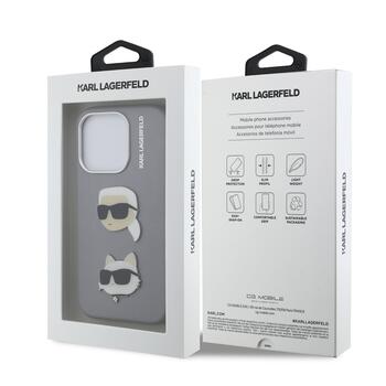 Karl Lagerfeld Grained PU K&CH Heads Case Aizsargapvalks priekš Apple iPhone 15 Pro (KLHCP15LPSFDHPG)