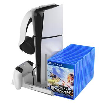 iPega P5S023 RGB Uzlādes Statīvs + Dzesēšana PS5 / PS5 Slim / PS5 Pro Spēļu Kontrollerim (P5S023)