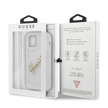 Guess GUHCP12MKTRSVGO Hardcase Vintage Script Gold Aizsargapvalks priekš iPhone 12/12 Pro 6,1