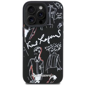 Karl Lagerfeld Grained Pattern & Logo MagSafe Case Защитный чехол для iPhone 16 Pro / чёрный (KLHMP16LPGGRMPK)