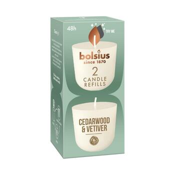 Bolsius CleanLight Uzpildes Sveces 2gab Cedarwood&Vetiver (37030516)