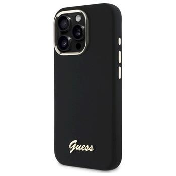Guess GUHCP16XSMBSLK Silicone Script Metal Logo & Frame Защитный чехол для iPhone 16 Pro Max 6.9