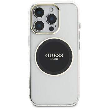 Case Guess IML Metal Colored Circle Classic Logo MagSafe Aizsargapvalks priekš iPhone 16 Pro Max / melns (GUHMP16XHTDRCEDK)