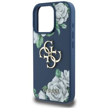 Case Guess Grained Roses Big 4G logo Защитный чехол для iPhone 16 Pro Max / синий (GUHCP16XPGROP4MB)