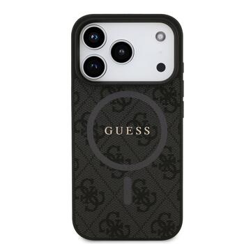 Guess PU Leather 4G Colored Ring MagSafe Case Защитный чехол для iPhone 17 Pro / чёрный (GUHMP17LG4GFRK)