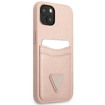 Guess GUHCP13SPSATPP Saffiano Triangle Logo Cardslot Защитный чехол для iPhone 13 mini 5,4