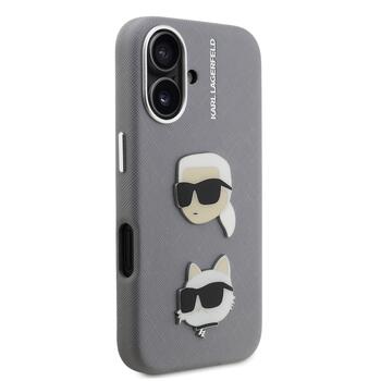Karl Lagerfeld Grained PU K&CH Heads Case Чехол для Apple iPhone 16 (KLHCP16SPSFDHPG)