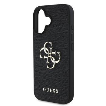 Guess PU Grained 4G Metal Logo Case Чехол для Apple iPhone 16 (GUHCP16SPGT4MBK)