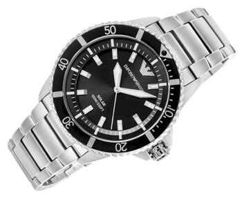 Emporio Armani Solar Diver Style Rokas Pulkstenis AR11787 Silver Black 42mm (AR11787)