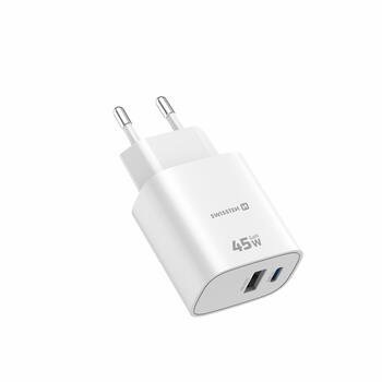 Swissten Edge GaN Tīkla Lādētājs USB-C PD 45W + USB-A 18W QC (22071718)