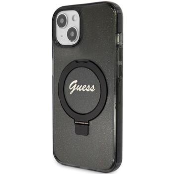 Guess GUHMP14SHRSGSK Hardcase Ring Stand Script Glitter MagSafe Защитный чехол для iPhone 14 / 15 / 13 6.1