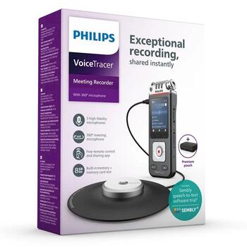 Philips DVT8115 Diktofons 360° ar 8GB atmiņu un USB pretierakstīšana staciju (DVT8115)