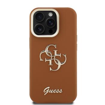 Guess PU Grained 4G Logo Stand Camera Frame Case Защитный чехол для iPhone 15 Pro / коричневый (GUHCP15LPCS4GSW)