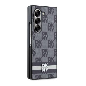 DKNY PU Leather Checkered Pattern and Stripe Case Aizsargapvalks priekš Samsung Galaxy Z Fold 6 / melns (DKHCZFD6PCPTSSK)
