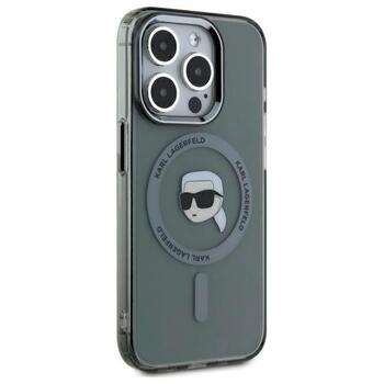 Karl Lagerfeld KLHMP15LHLSKIK Hardcase IML Metal Karl Head MagSafe Aizsargapvalks priekš iPhone 15 Pro 6.1