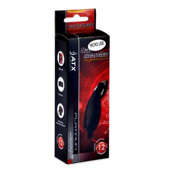 ATX Platinum Премиум Автомобильная зарядка 12 / 24V / 1A + Провод Micro USB Черная (Red Blister) (ATX-C-CH1A-OBBK)