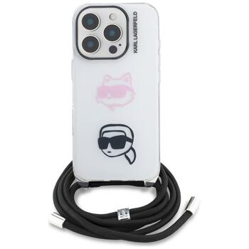 Karl Lagerfeld IML Crossbody Karl&Choupette Head Aizsargapvalks priekš iPhone 16 Pro Max / balts (KLHCP16XHCDHGFBH)