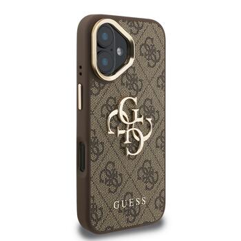 Guess PU 4G Metal Logo Stand Camera Frame Case Защитный чехол для iPhone 16 / коричневый (GUHCP16SPCS4GP4W)